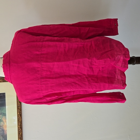 Rachel Zoe Linen Magenta Bitton Down Top - Picture 4 of 7